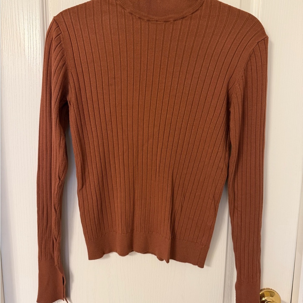 Dynamite Rust Ribbed Long Sleeve Top